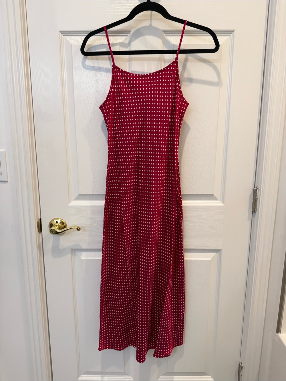LOFT Red Polka Dot Midi Slip Dress
